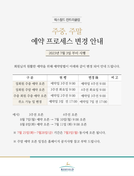 주중, 주말 예약 프로세스 변경 안내
